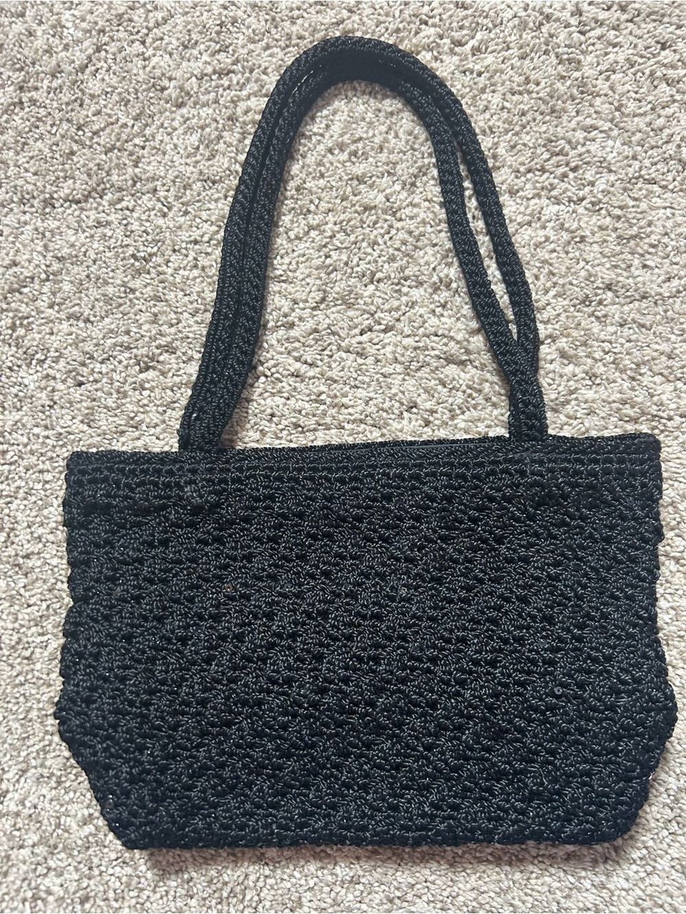 The Sak Vintage 90s Shimmer Black Crochet Mini Bag